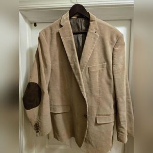 Chaps Corduroy Blazer 48R – Tan Jacket with Elbow Patches – 100% Cotton